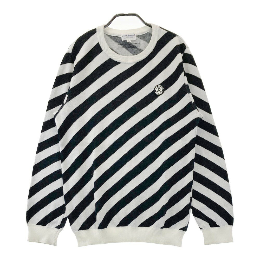 JACK BUNNY ジャックバニー ニット セーター ストライプ柄 ホワイト系 4 【中古】ゴルフウェア メンズ