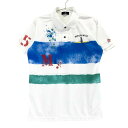 MUNSING WEAR マンシングウェア 半袖ポロシャツ 総柄 ホワイト系 M 【中古】ゴルフウェア メンズ