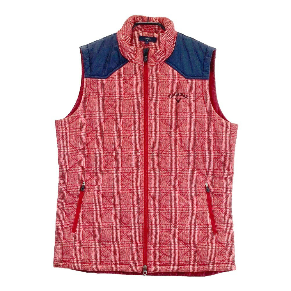 CALLAWAY キャロウェイ 中綿ベスト チェック柄 レッド系 LL 【中古】ゴルフウェア メンズ