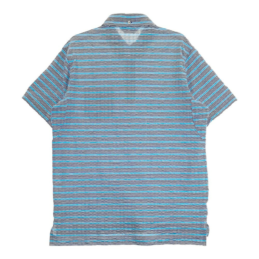 CUTTER&BUCK カッターアンドバック 半袖ポロシャツ ボーダー柄 ブルー系 LL 【中古】ゴルフウェア メンズ