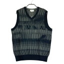 LANVIN SPORT ランバン スポール ニットベスト ウール混 総柄 ブラック系 40 【中古】ゴルフウェア メンズ
