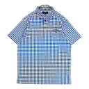 CALLAWAY キャロウェイ 半袖ポロシャツ 千鳥 ブルー系 L 【中古】ゴルフウェア メンズ