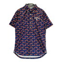CALLAWAY キャロウェイ 半袖ポロシャツ ボタンダウン 総柄 ネイビー系 M 【中古】ゴルフウェア メンズ