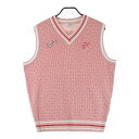 AND PER SE アンパスィ ニットベスト 総柄 ピンク系 LL 【中古】ゴルフウェア メンズ