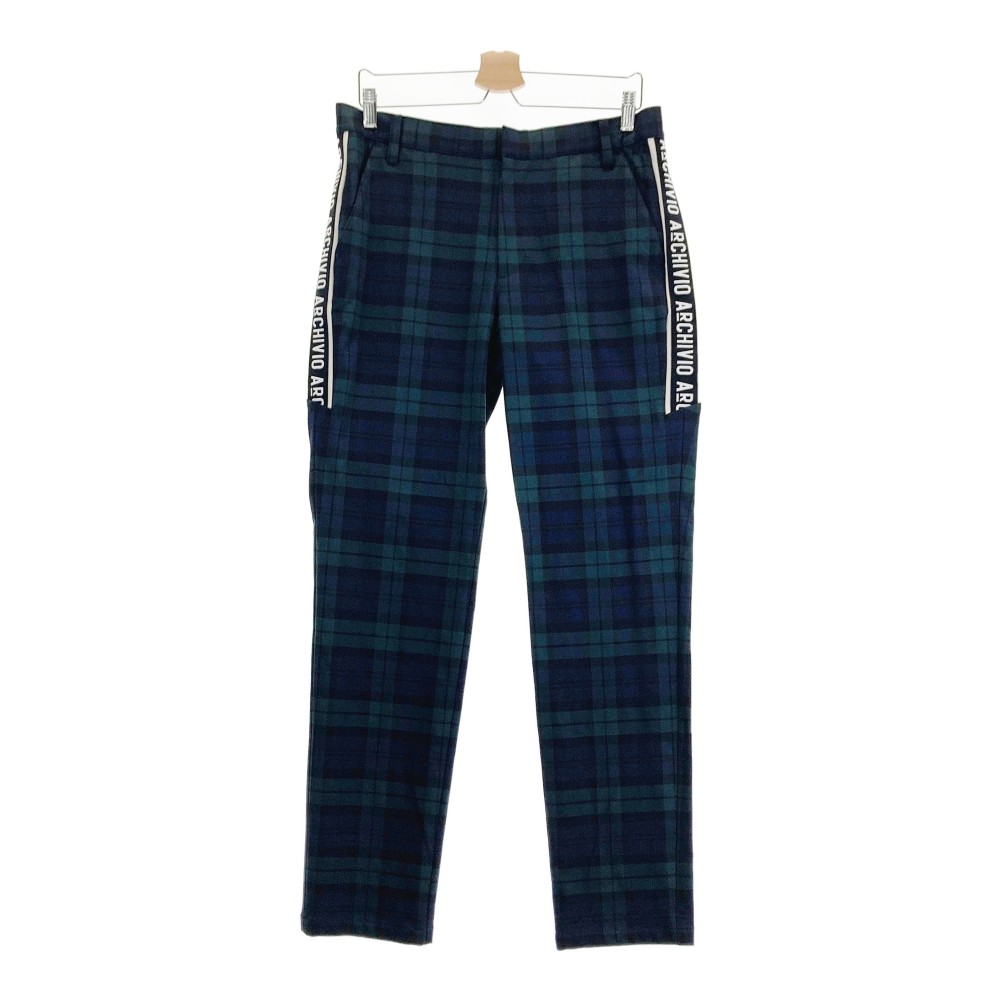 ARCHIVIO アルチビオ 2023年モデル ストレッチパンツ サイドロゴ チェック柄 ネイビー系 48 【中古】ゴルフウェア メンズ