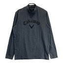 CALLAWAY キャロウェイ 2023年モデル ハイネック 長袖Tシャツ ロゴ総柄 グレー系 LL 【中古】ゴルフウェア メンズ