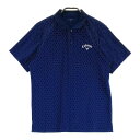 CALLAWAY キャロウェイ 半袖ポロシャツ ドット柄 ネイビー系 M 【中古】ゴルフウェア メンズ