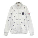 AND PER SE アンパスィ ジップジャケット ロゴ 総柄 ホワイト系 M 【中古】ゴルフウェア メンズ
