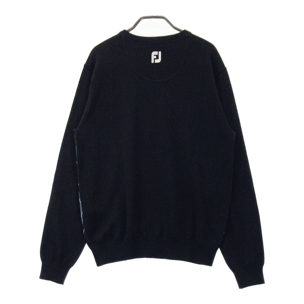 FOOT JOY フットジョイ ウール混 ニットセーター アーガイル柄 ブラック系 M 【中古】ゴルフウェア メンズ