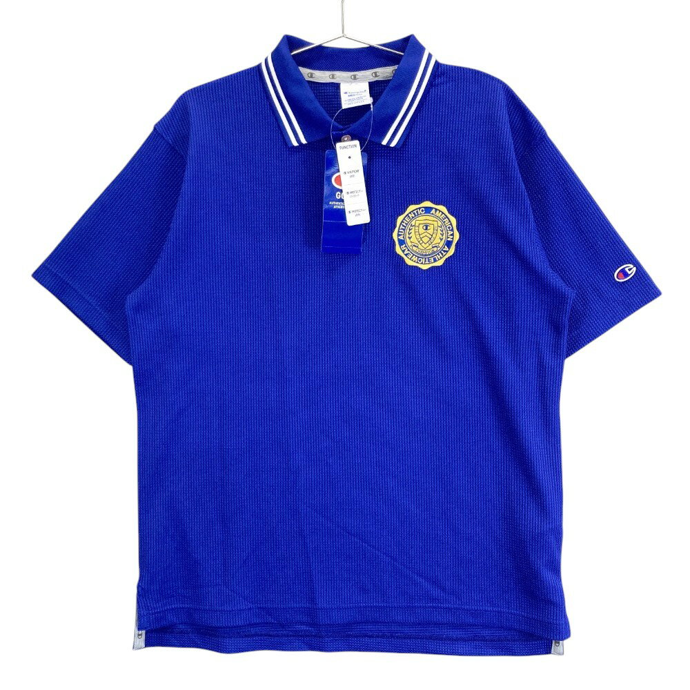 CHAMPION GOLF チャンピオンゴルフ ワッフル生地半袖ポロシャツ ブルー系 M 【中古】ゴルフウェア メンズ