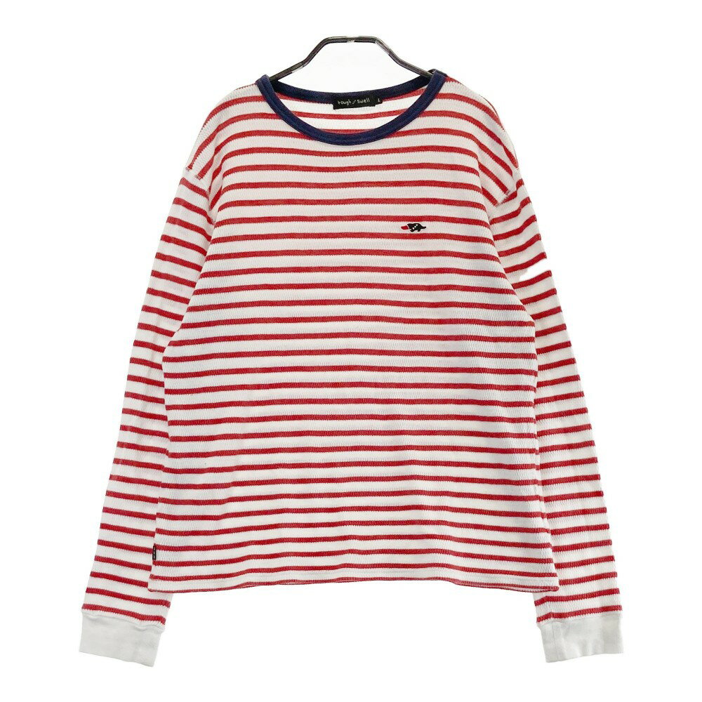 ROUGH&SWELL ラフアンドスウェル ニットセーター カモノハシ ボーダー柄 レッド系 L 【中古】ゴルフウ..