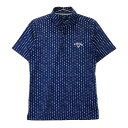 CALLAWAY キャロウェイ 半袖ポロシャツ 総柄 ネイビー系 M 【中古】ゴルフウェア メンズ