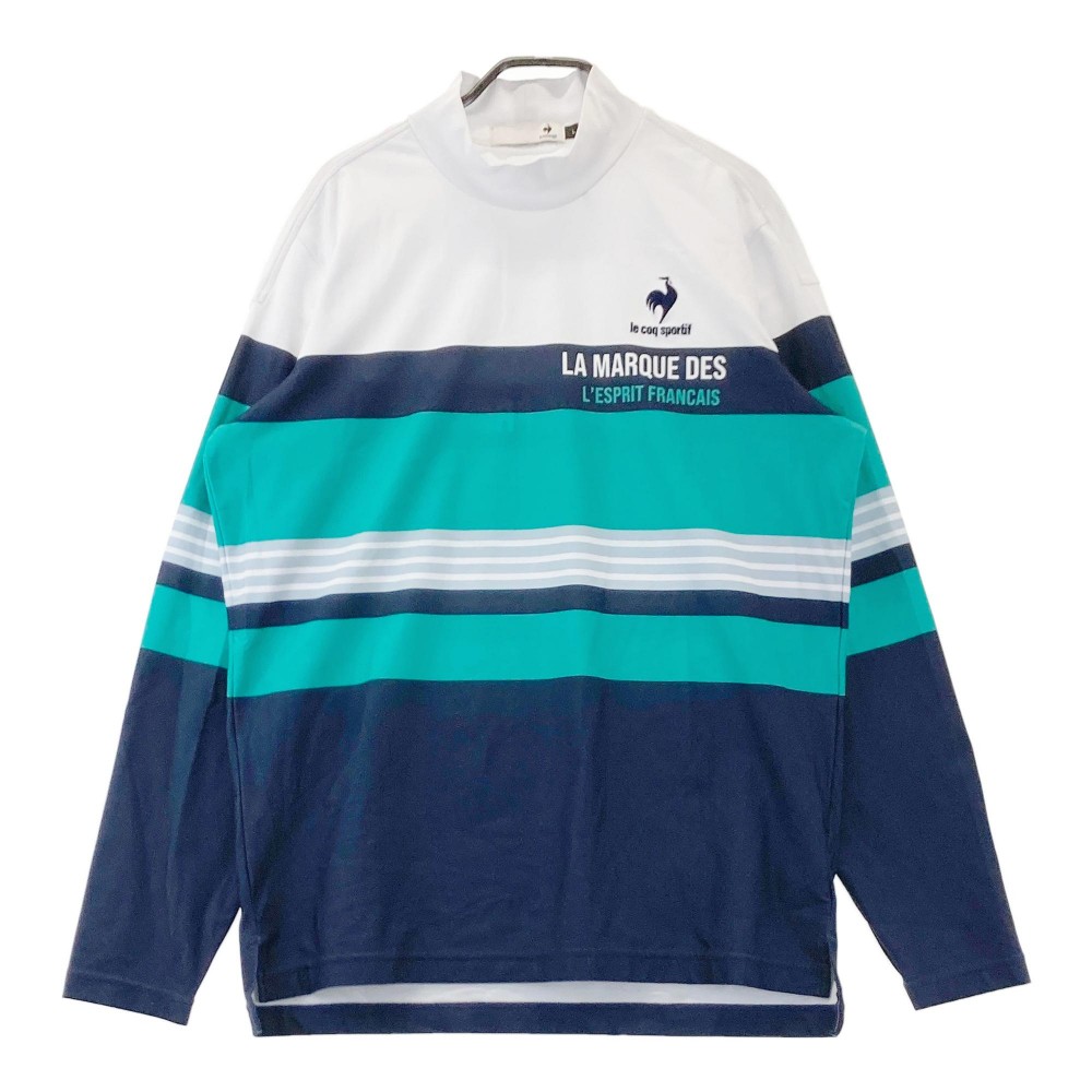 LE COQ GOLF ルコックゴルフ ハイネック 長袖Tシャツ ボーダー柄 ネイビー系 L 【中古】ゴルフウェア メンズ