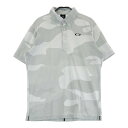 OAKLEY オークリー FOA400844 半袖ポロシャツ ボタンダウン 総柄 グレー系 XL 【中古】ゴルフウェア メンズ(4)