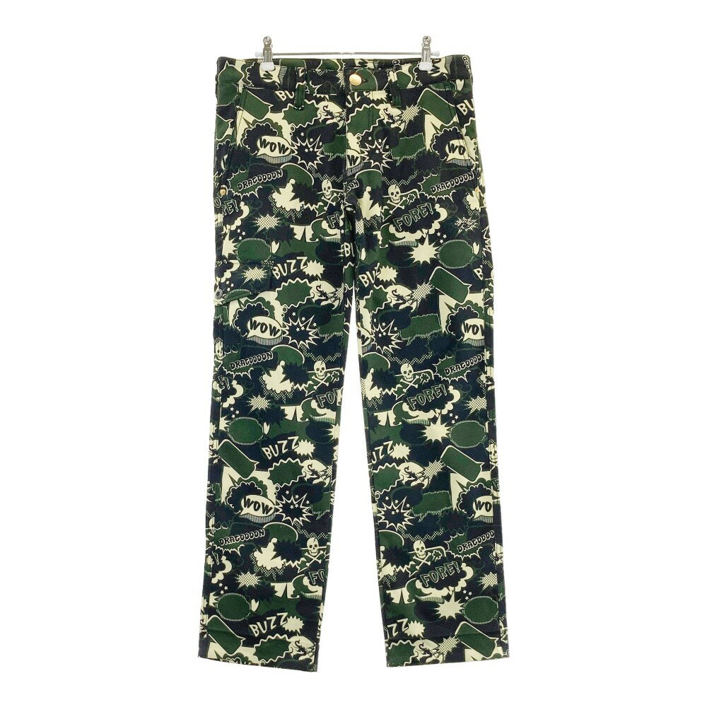 DANCE WITH DRAGON ダンスウィズドラゴン ロングパンツ コミック 総柄 カーキ系 2 【中古】ゴルフウェ..