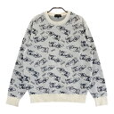 DANCE WITH DRAGON ダンスウィズドラゴン 裏地付き 長袖ニットセーター 総柄 グレー系 3 【中古】ゴルフウェア メンズ