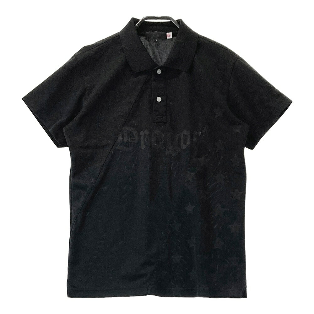 DANCE WITH DRAGON ダンスウィズドラゴン 半袖ポロシャツ 総柄 ブラック系 2 【中古】ゴルフウェア メンズ