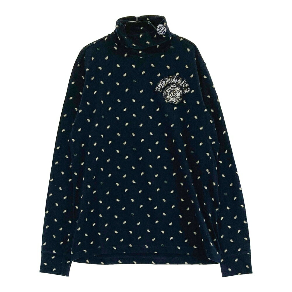 ZOY ゾーイ タートルネック 長袖Tシャツ ロゴ総柄 ネイビー系 1 【中古】ゴルフウェア メンズ