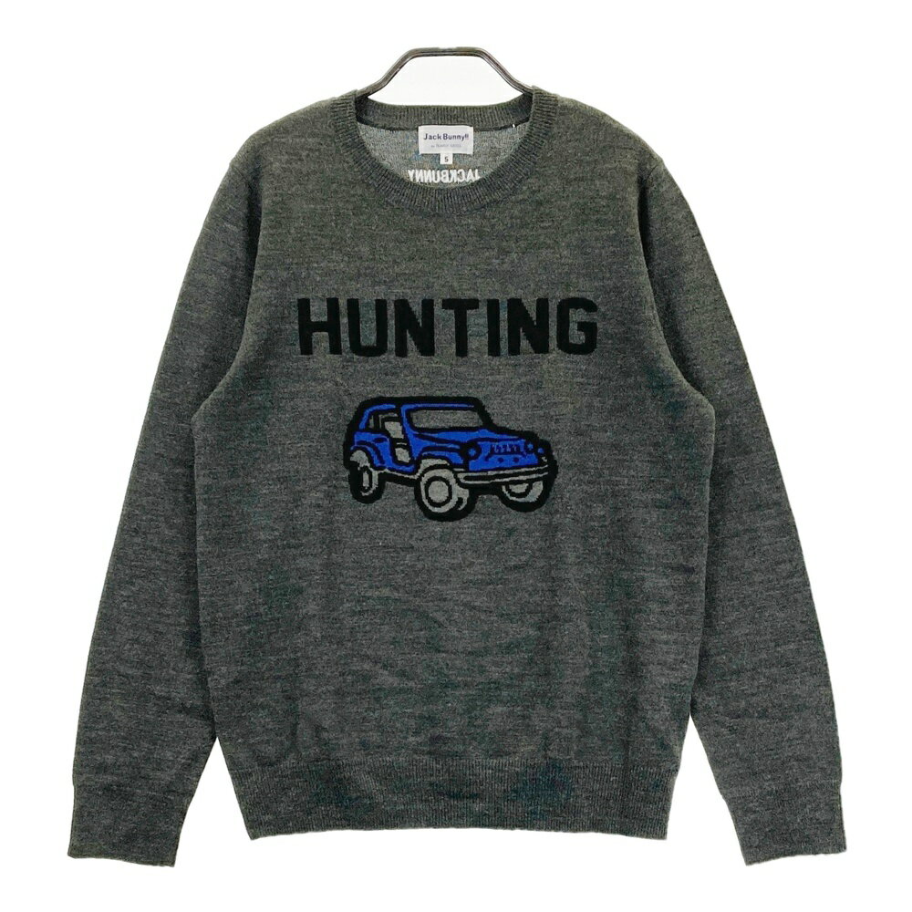 JACK BUNNY ジャックバニー ウール混 長袖 ニットセーター グレー系 5 【中古】ゴルフウェア メンズ