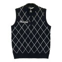 BIRDIE HUNT バーディーハント ハーフジップニットベスト チェック柄 ブラック系 L 【中古】ゴルフウェア メンズ