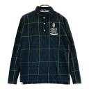 23区GOLF ニジュウサンクゴルフ 長袖ポロシャツ 起毛 チェック柄 ネイビー系 M 【中古】ゴルフウェア メンズ