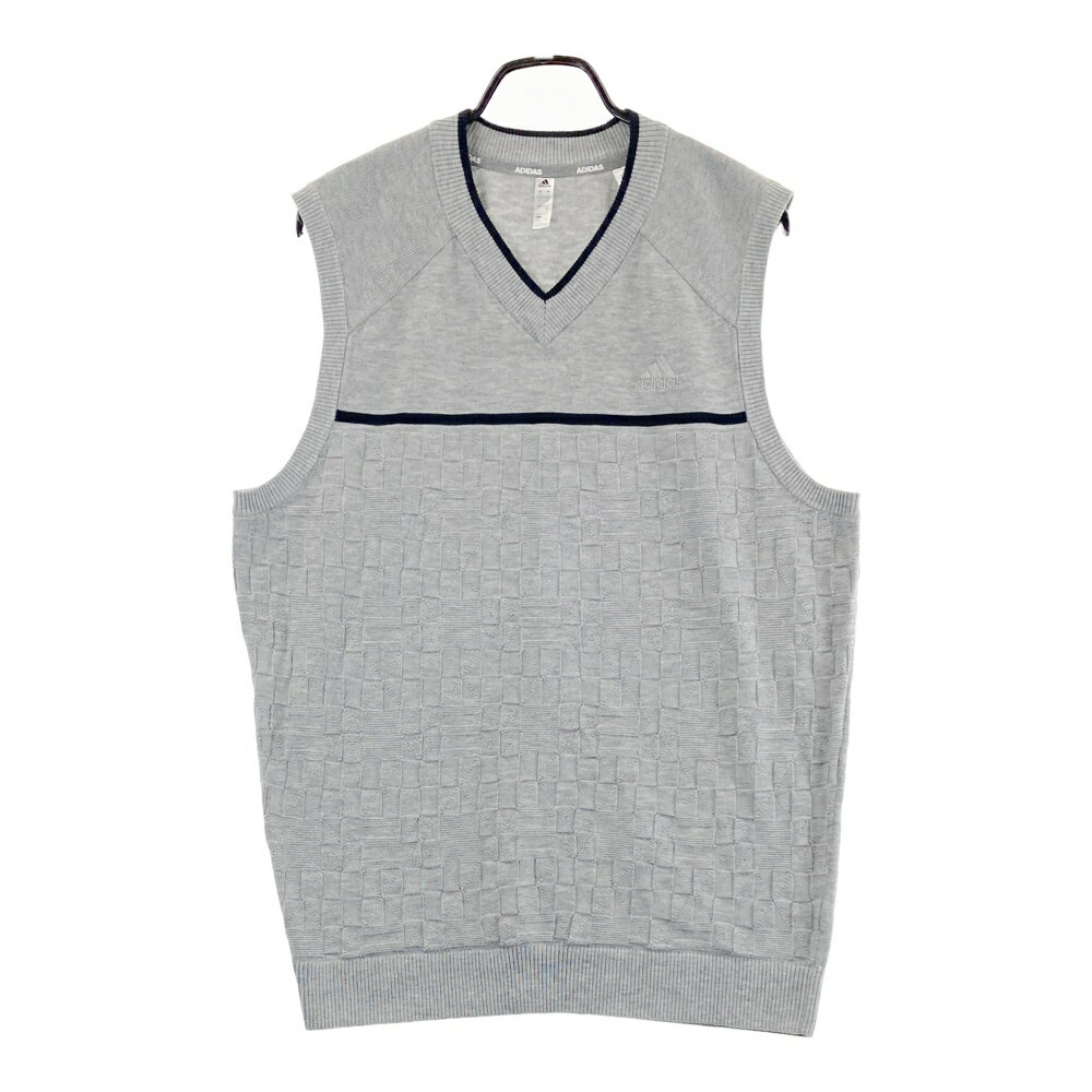 ADIDAS GOLF アディダスゴルフ ニットベスト グレー系 2XO 【中古】ゴルフウェア メンズ