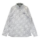 CALLAWAY キャロウェイ 長袖ポロシャツ ボタンダウン 総柄 ホワイト系 L 【中古】ゴルフウェア メンズ