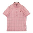 CALLAWAY キャロウェイ 半袖ポロシャツ 千鳥格子柄 レッド系 M 【中古】ゴルフウェア メンズ