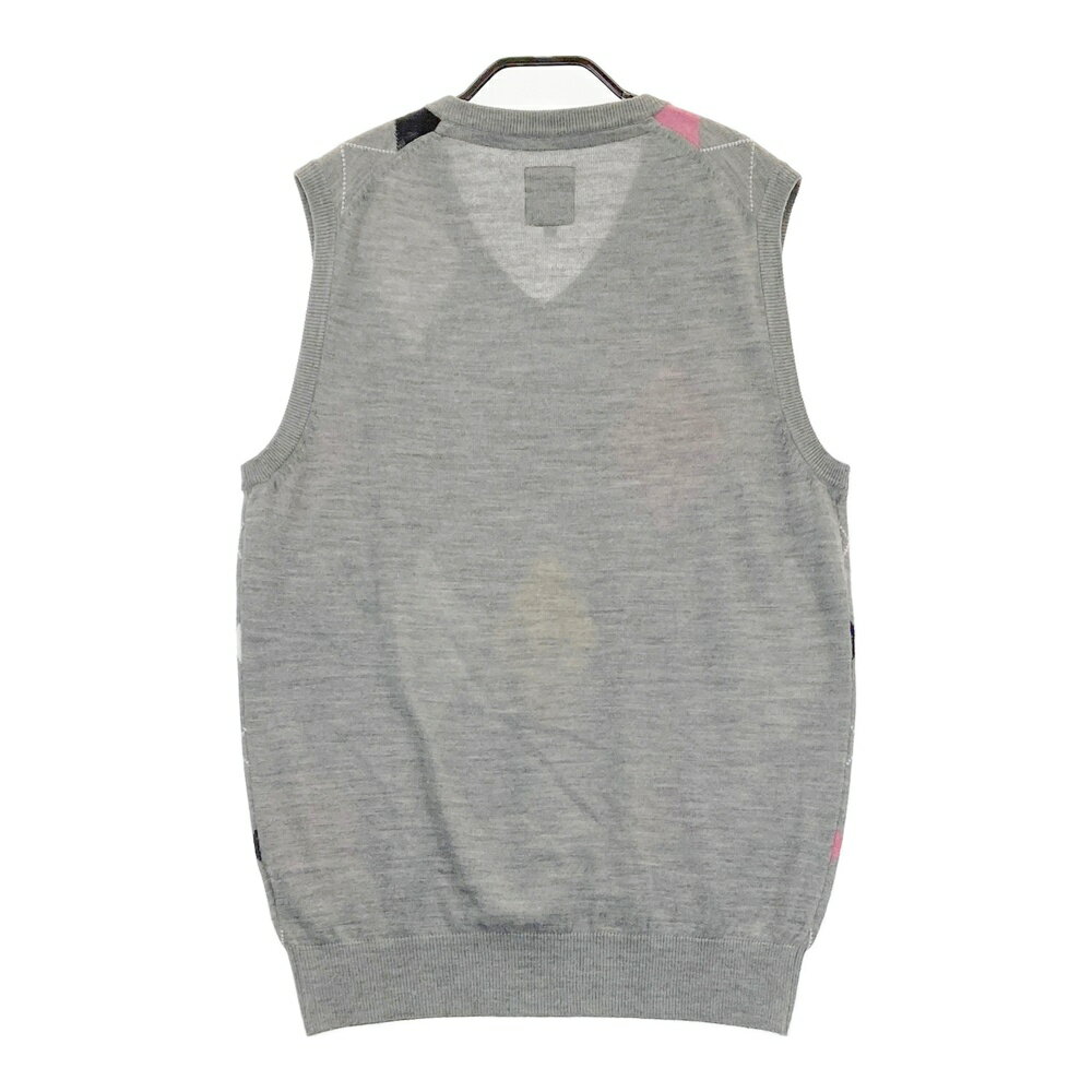 ADMIRAL アドミラル ウール混 Vネック ニットベスト アーガイル柄 グレー系 L 【中古】ゴルフウェア メンズ