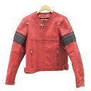 icon アイコン 3WAY シングル ライダースジャケット 本革 レッド系 M 【中古】バイクウェア メンズ