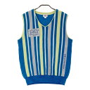 CUTTER&BUCK カッターアンドバック ニットベスト ストライプ柄 ブルー系 M 【中古】ゴルフウェア メンズ