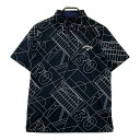 CALLAWAY キャロウェイ 半袖ポロシャツ ボタンダウン 総柄 ブラック系 L 【中古】ゴルフウェア メンズ