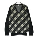 BLACK&WHITE ブラックアンドホワイト ニットセーター チェック柄 ブラック系 M 【中古】ゴルフウェア メンズ