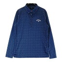 CALLAWAY キャロウェイ 長袖ポロシャツ ボタンダウン 総柄 ネイビー系 M 【中古】ゴルフウェア メンズ
