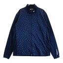 J.LINDEBERG ジェイリンドバーグ 裏起毛 ジップジャケット 総柄 ネイビー系 XL 【中古】ゴルフウェア メンズ
