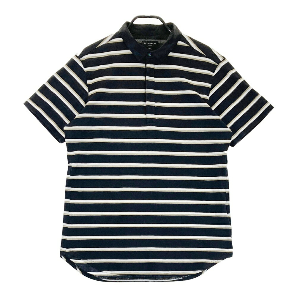 ST ANDREWS セントアンドリュース 半袖ポロシャツ ボーダー柄 ブラック系 LL 【中古】ゴルフウェア メンズ