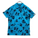 MUNSING WEAR マンシングウェア 半袖ポロシャツ ペンギン総柄 ブルー系 M 【中古】ゴルフウェア メンズ