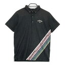 CALLAWAY キャロウェイ 半袖ポロシャツ ボタンダウン 総柄 ブラック系 M 【中古】ゴルフウェア メンズ