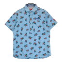 CALLAWAY キャロウェイ レッドレーベル 半袖ポロシャツ 花 総柄 ブルー系 LL 【中古】ゴルフウェア メンズ