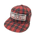 RUSSELUNO ラッセルノ 平つばキャップ チェック柄 レッド系 F 【中古】ゴルフウェア