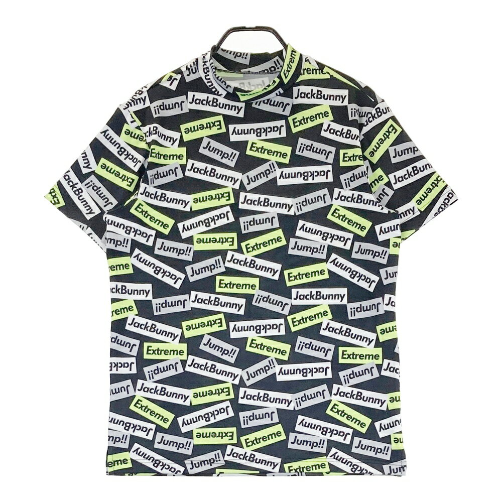 JACK BUNNY ジャックバニー 2022年 ハイネック 半袖Tシャツ ロゴ総柄 ブラック系 5 【中古】ゴルフウェア メンズ