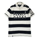 PEARLY GATES パーリーゲイツ 30周年 半袖ポロシャツ ワッペン ボーダー柄 ネイビー系 5 【中古】ゴルフウェア メンズ