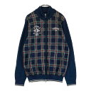 CALLAWAY キャロウェイ ニット切替 ジップジャケット チェック柄 ネイビー系 M 【中古】ゴルフウェア メンズ