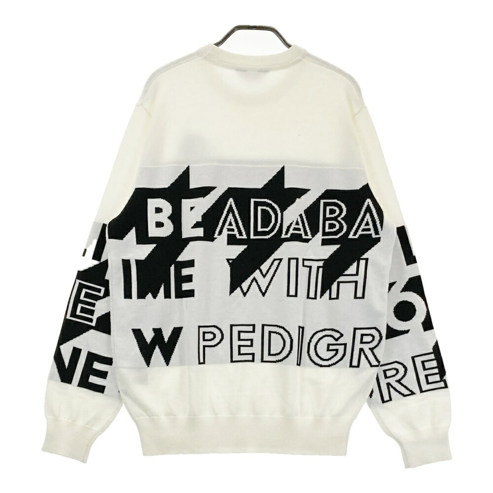 ADABAT アダバット ニットセーター 英字 ホワイト系 48 【中古】ゴルフウェア メンズ