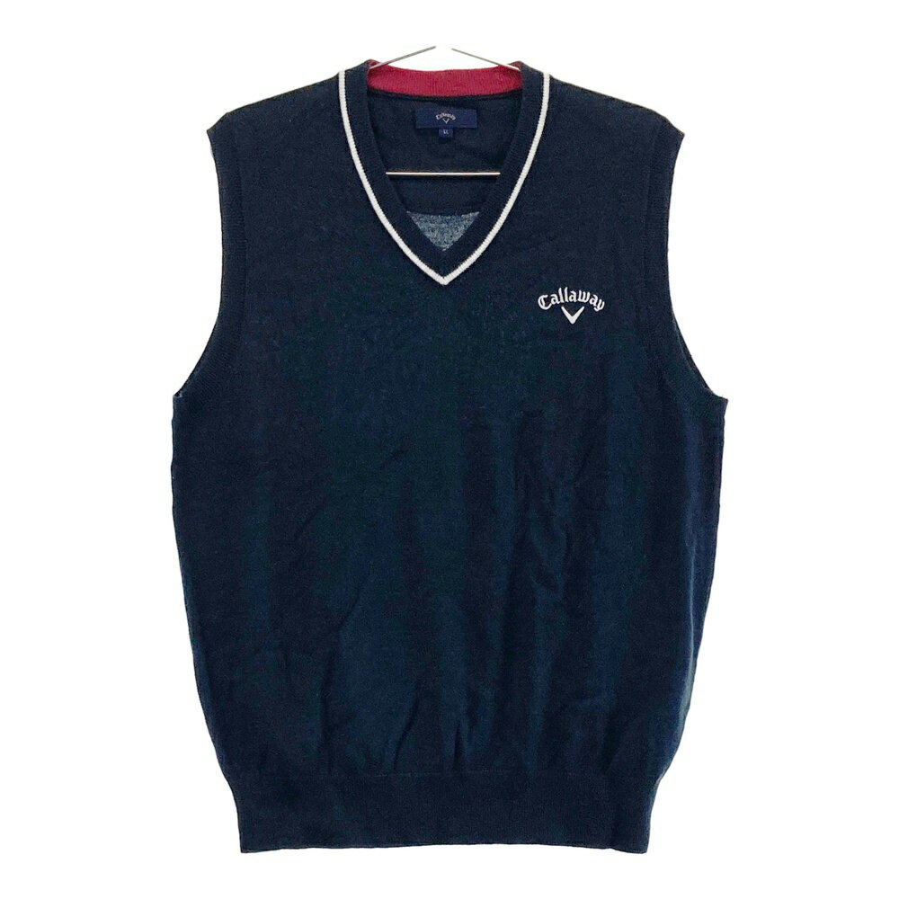 CALLAWAY キャロウェイ ニットベスト ネイビー系 LL 【中古】ゴルフウェア メンズ