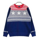 PEARLY GATES パーリーゲイツ ウール混 ニットセーター 星柄 ネイビー系 4 【中古】ゴルフウェア メンズ