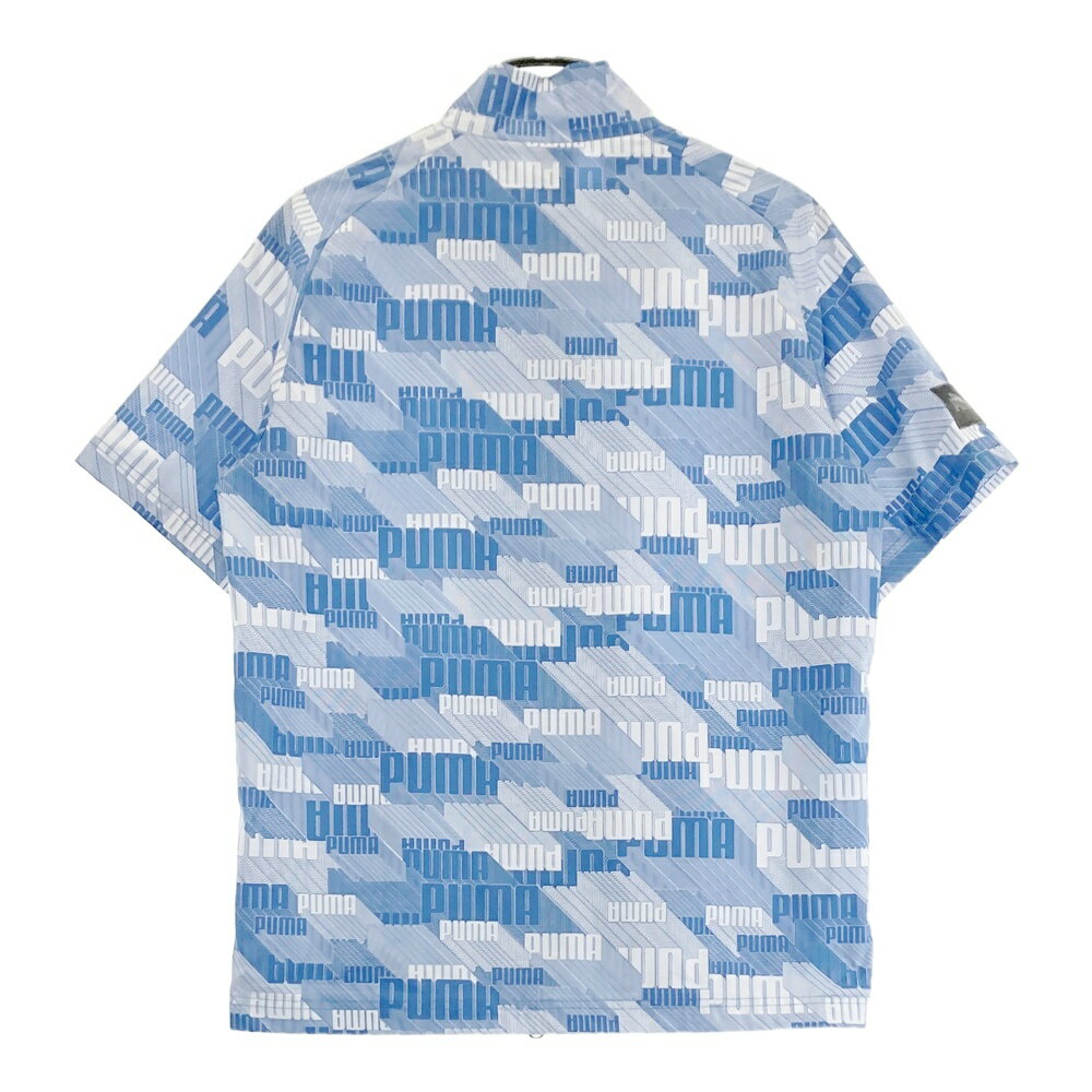 PUMA GOLF プーマゴルフ メッシュ裏地付き 半袖ジャケット 総柄 ブルー系 L 【中古】ゴルフウェア メンズ