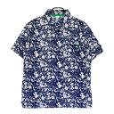 ADIDAS GOLF アディダスゴルフ HS9055 シアサッカー 半袖ポロシャツ 総柄 ネイビー系 XL 【中古】ゴルフウェア メンズ