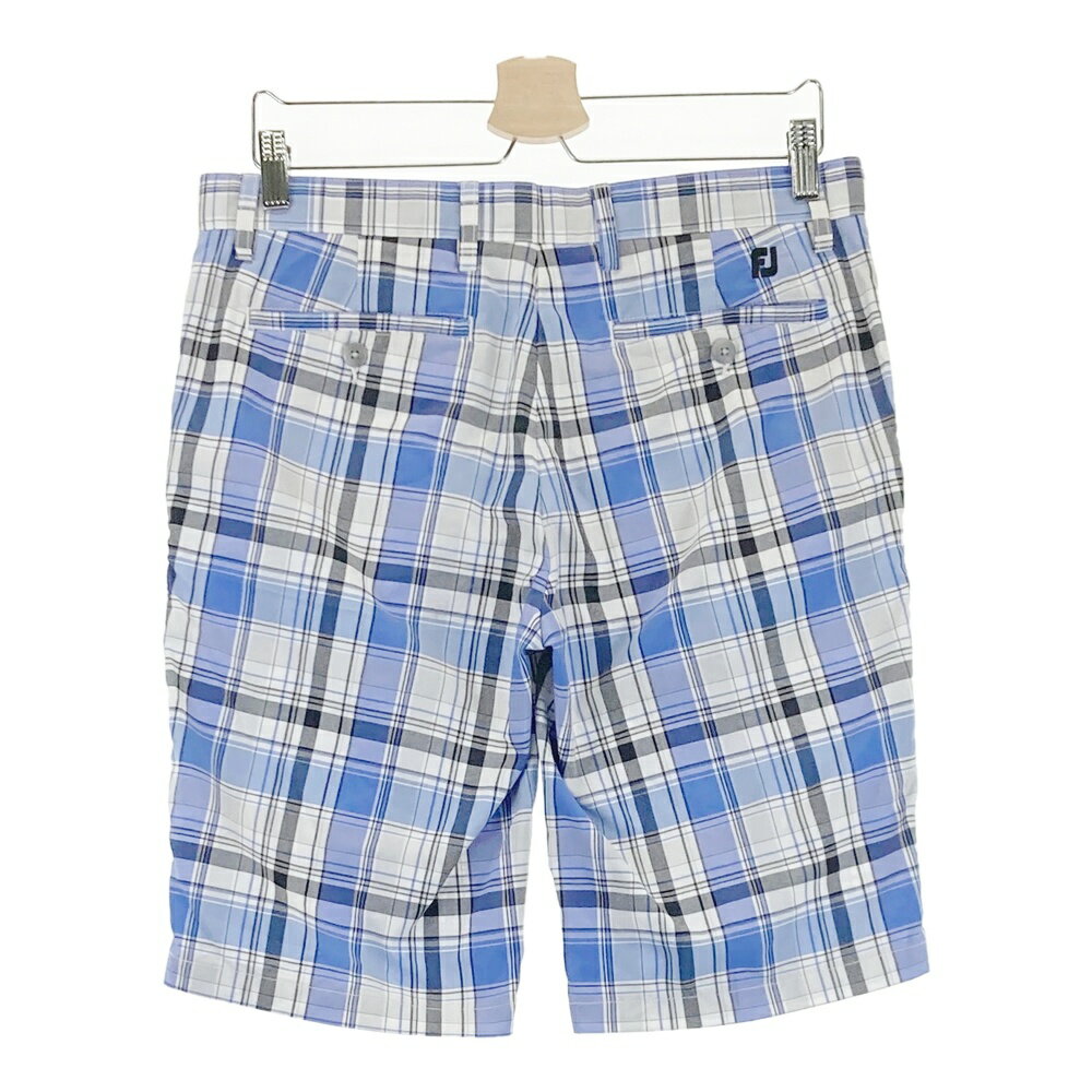 FOOT JOY フットジョイ ハーフパンツ チェック柄 ブルー系 33 【中古】ゴルフウェア メンズ