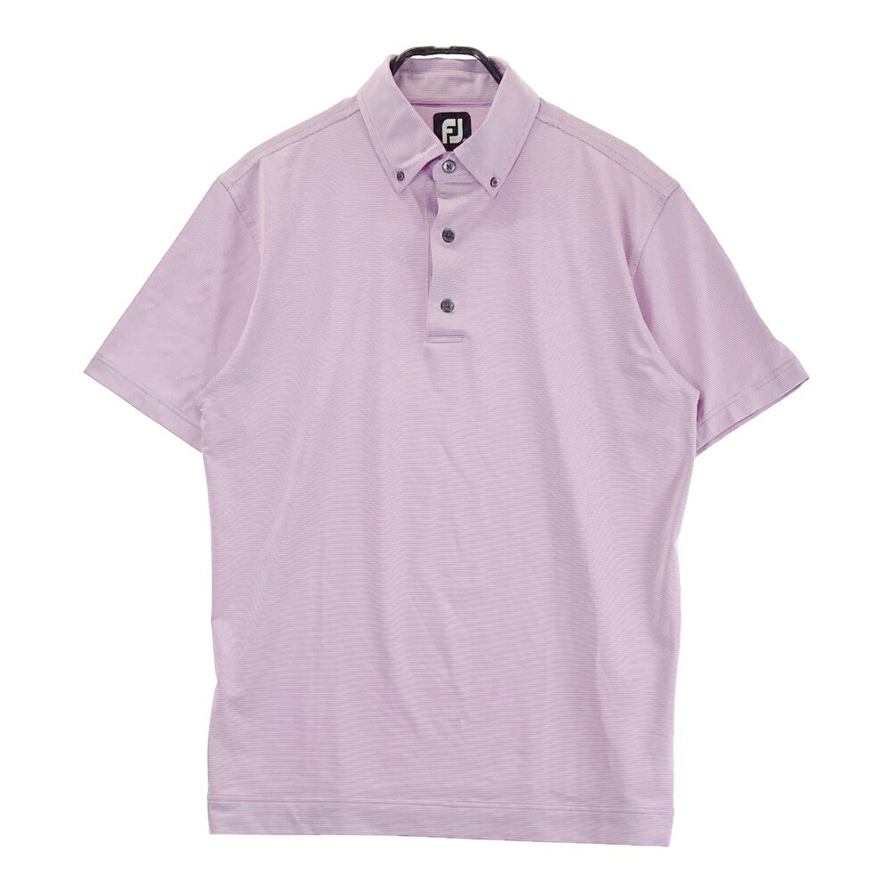 FOOT JOY フットジョイ 半袖ポロシャツ ボーダー パープル系 L 【中古】ゴルフウェア メンズ